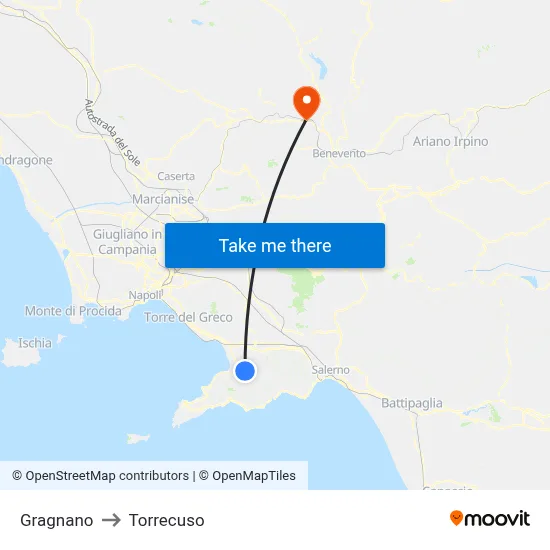 Gragnano to Torrecuso map