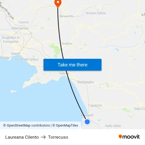 Laureana Cilento to Torrecuso map