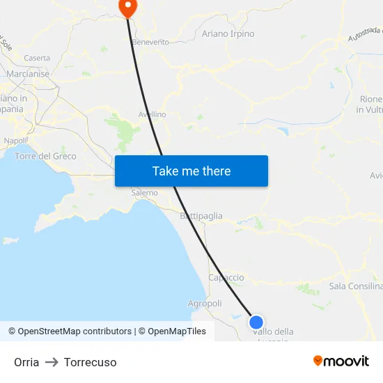 Orria to Torrecuso map