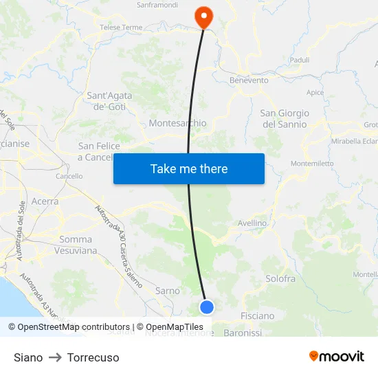 Siano to Torrecuso map
