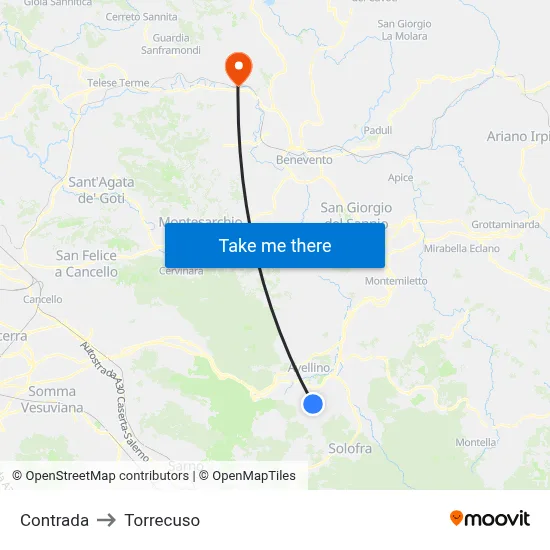 Contrada to Torrecuso map