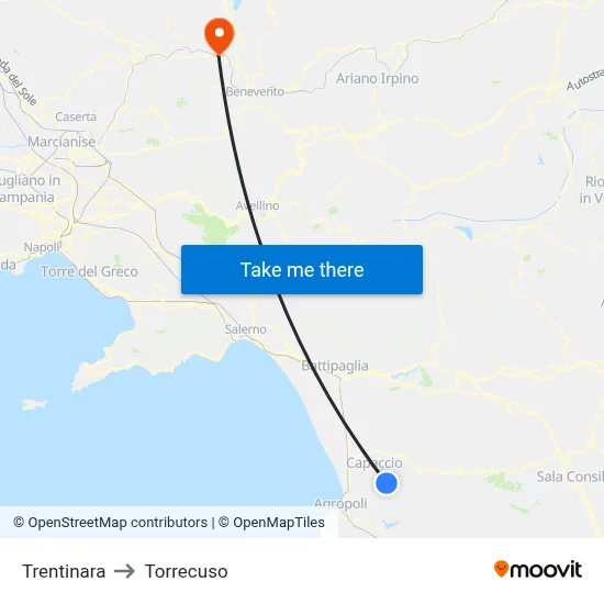 Trentinara to Torrecuso map