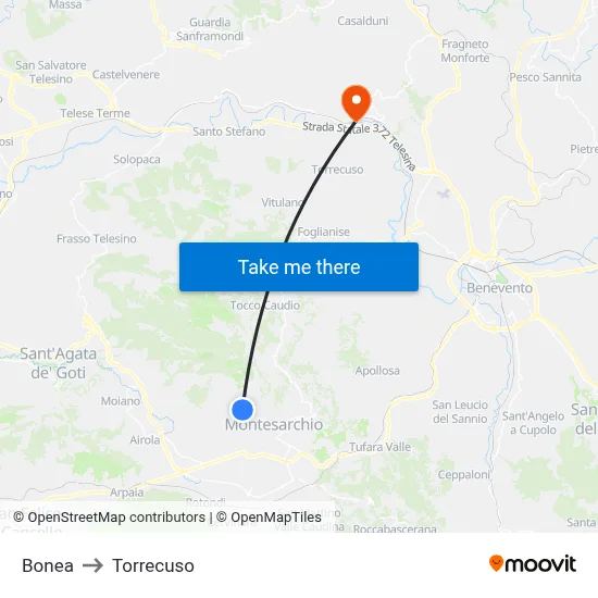 Bonea to Torrecuso map