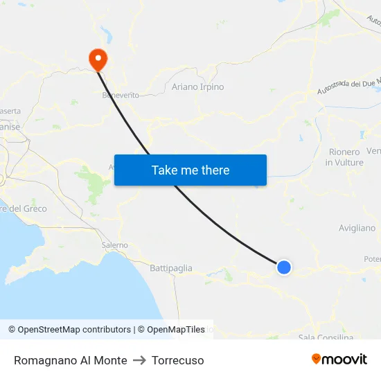 Romagnano Al Monte to Torrecuso map