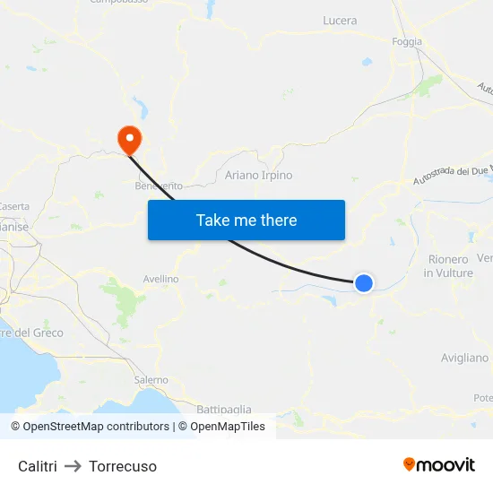 Calitri to Torrecuso map