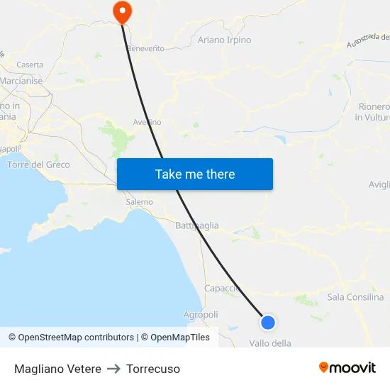 Magliano Vetere to Torrecuso map