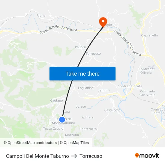 Campoli Del Monte Taburno to Torrecuso map