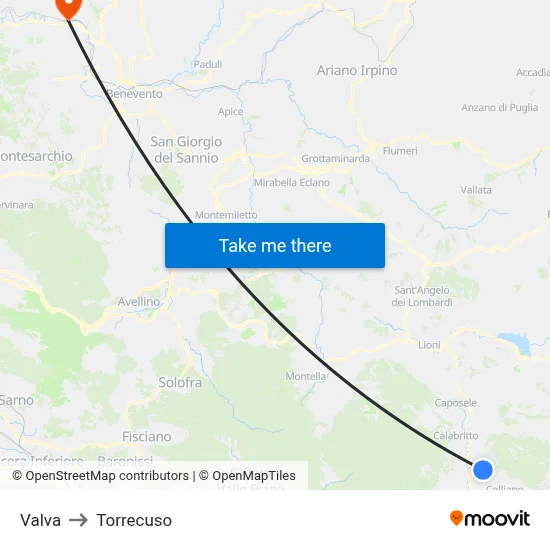 Valva to Torrecuso map