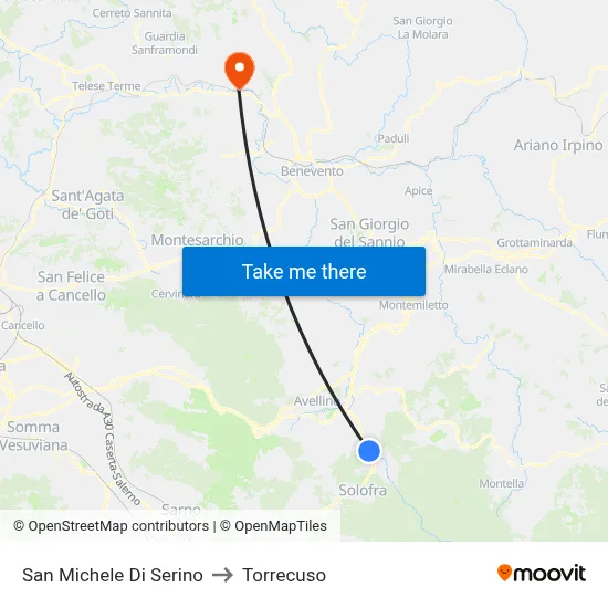 San Michele Di Serino to Torrecuso map