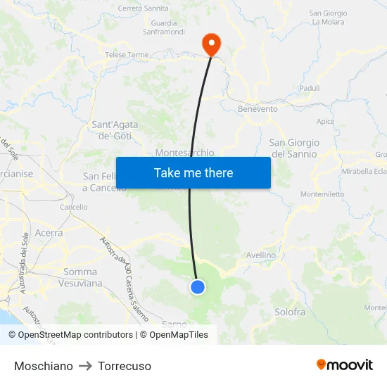 Moschiano to Torrecuso map