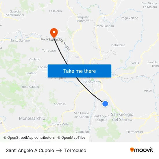 Sant' Angelo A Cupolo to Torrecuso map