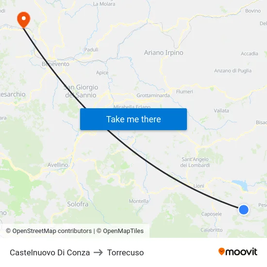 Castelnuovo Di Conza to Torrecuso map