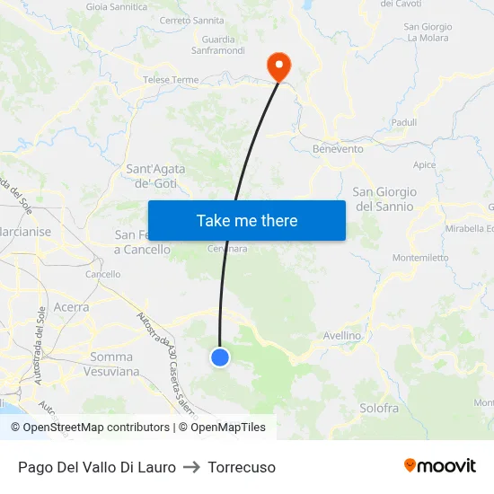 Pago Del Vallo Di Lauro to Torrecuso map