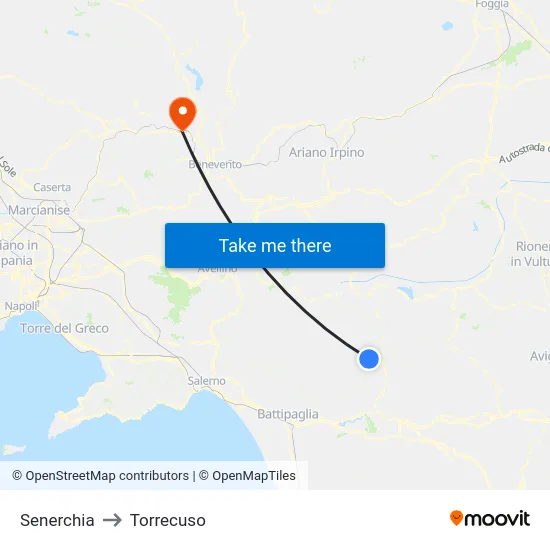 Senerchia to Torrecuso map