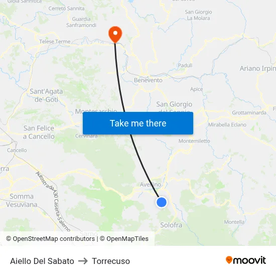 Aiello Del Sabato to Torrecuso map