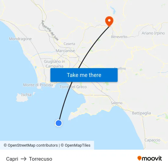 Capri to Torrecuso map