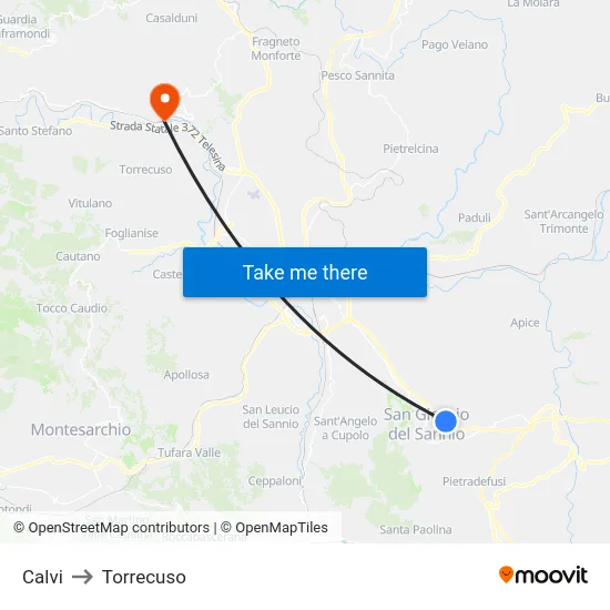 Calvi to Torrecuso map