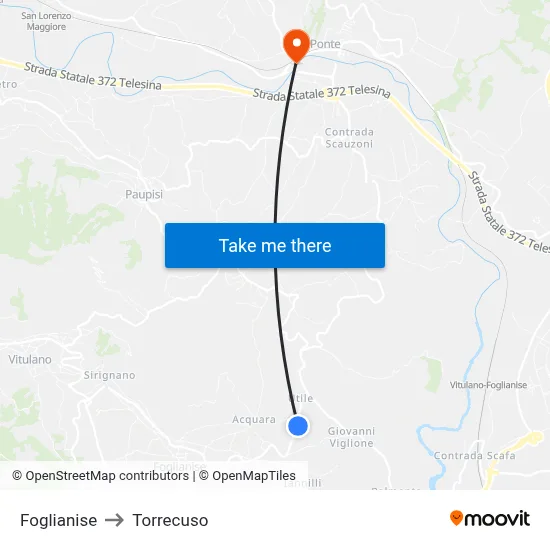 Foglianise to Torrecuso map