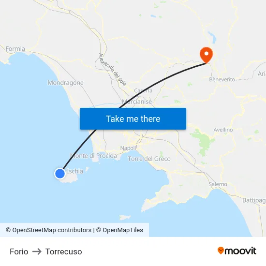 Forio to Torrecuso map