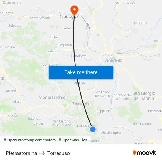 Pietrastornina to Torrecuso map
