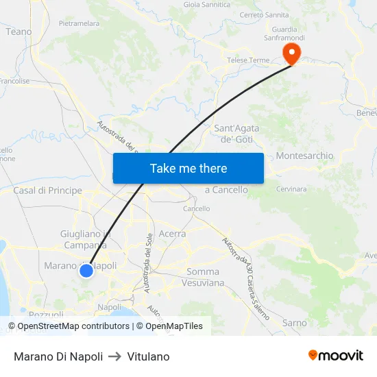 Marano di Napoli to Vitulano map
