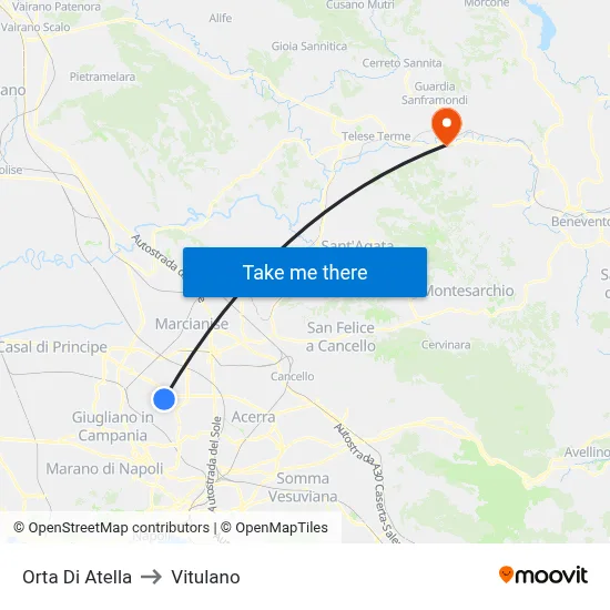 Orta Di Atella to Vitulano map