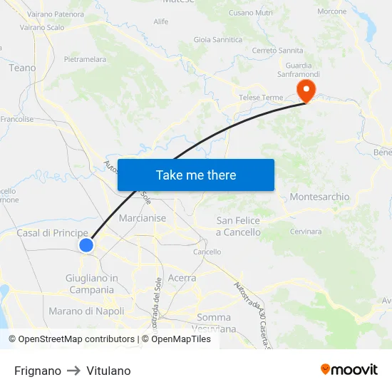 Frignano to Vitulano map
