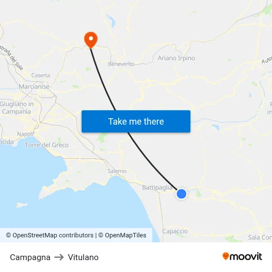 Campagna to Vitulano map