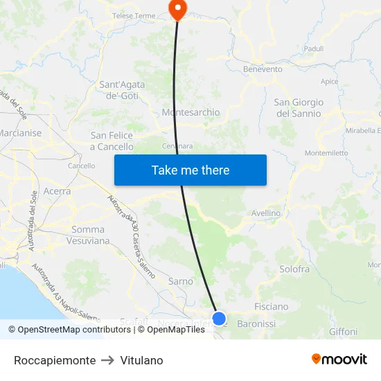 Roccapiemonte to Vitulano map