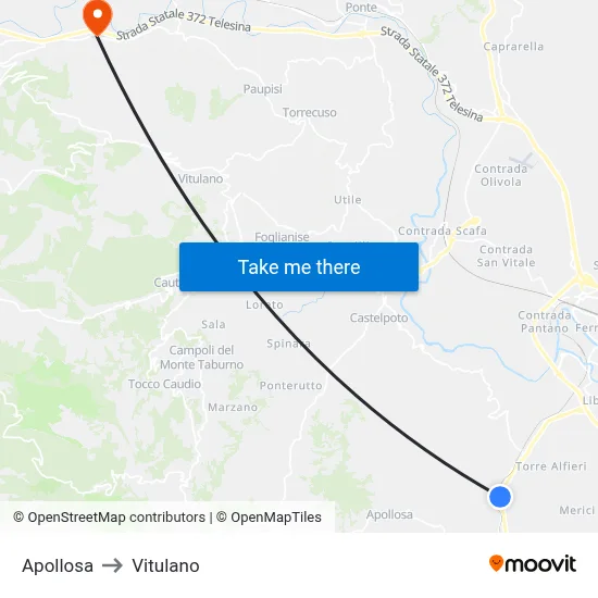 Apollosa to Vitulano map