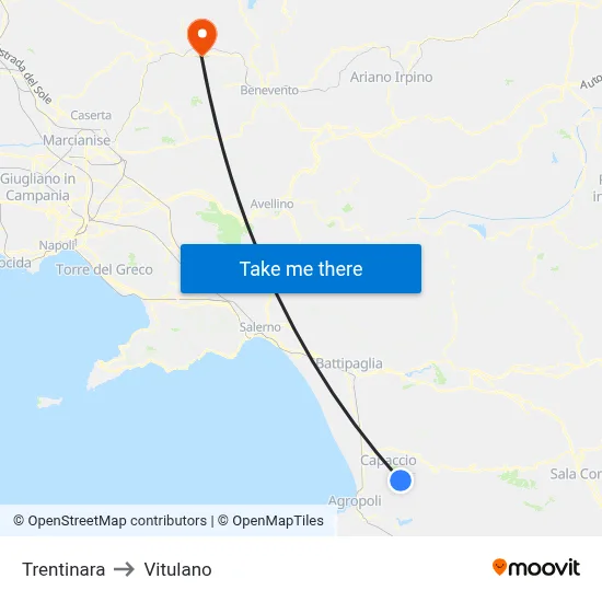 Trentinara to Vitulano map