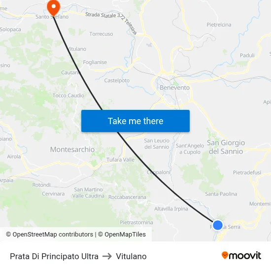Prata di Principato Ultra to Vitulano map