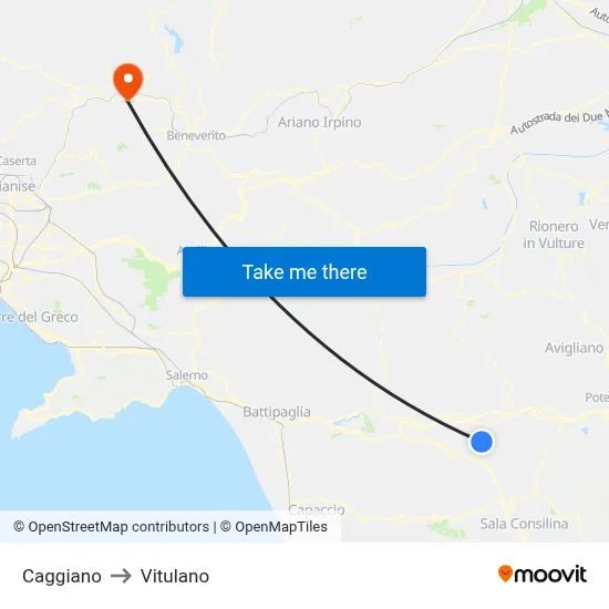 Caggiano to Vitulano map