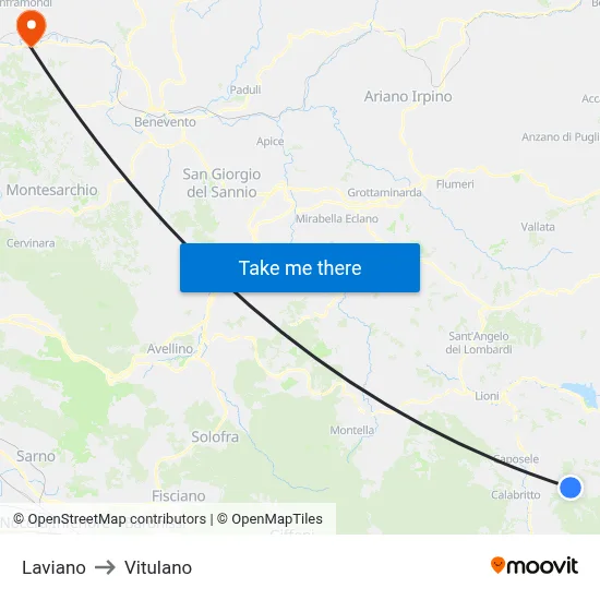 Laviano to Vitulano map
