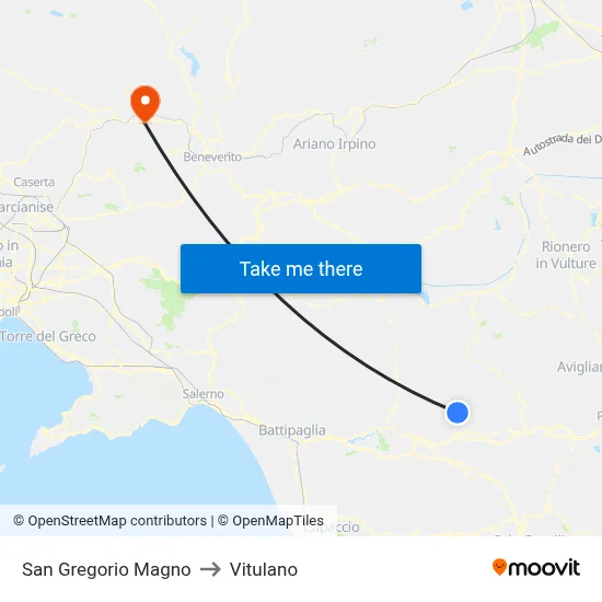 San Gregorio Magno to Vitulano map