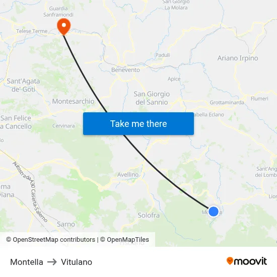 Montella to Vitulano map
