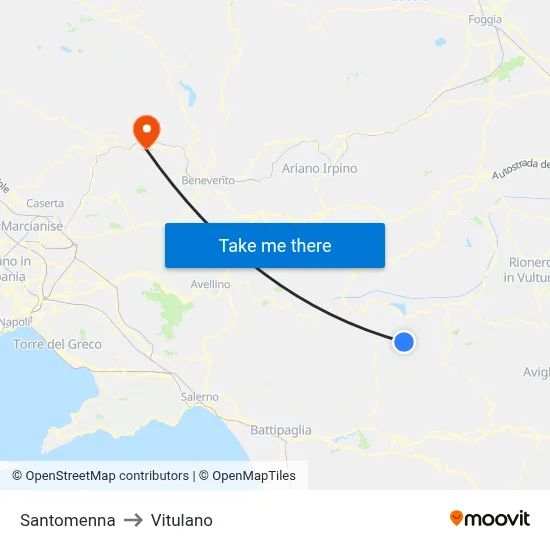 Santomenna to Vitulano map