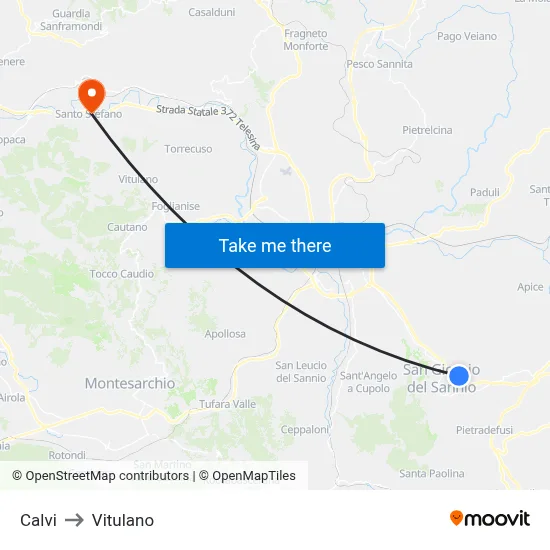 Calvi to Vitulano map