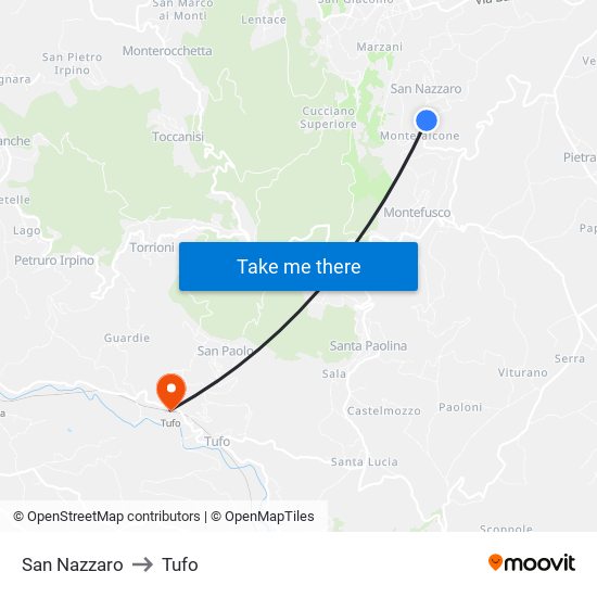 San Nazzaro to Tufo map