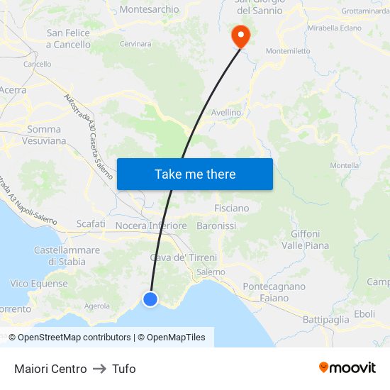 Maiori Centro to Tufo map