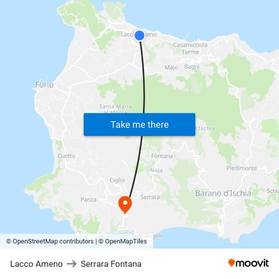 Lacco Ameno to Serrara Fontana map