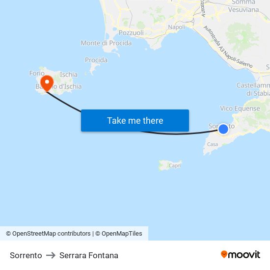 Sorrento to Serrara Fontana map