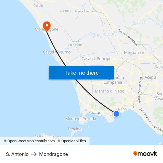 S. Antonio to Mondragone map