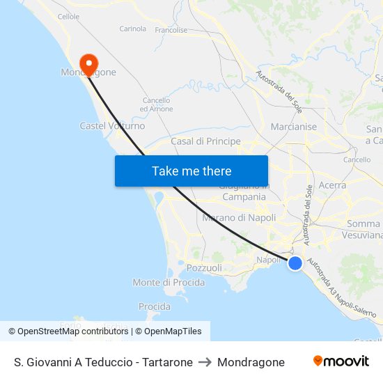 S. Giovanni A Teduccio - Tartarone to Mondragone map