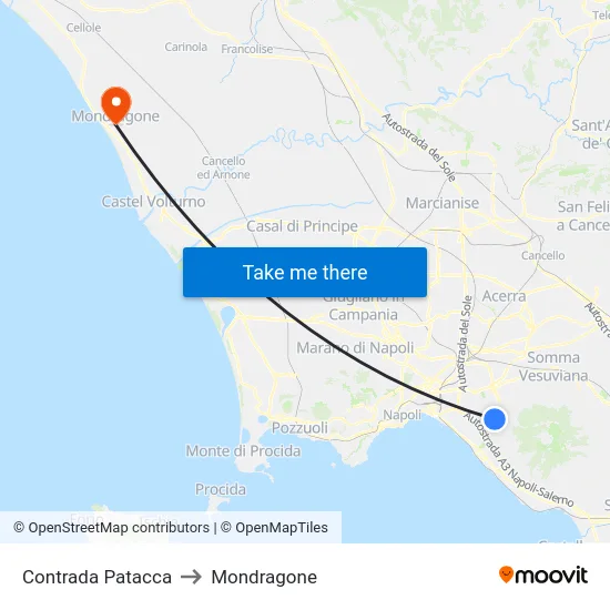Contrada Patacca to Mondragone map