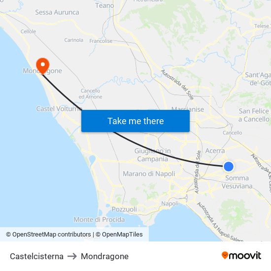 Castelcisterna to Mondragone map