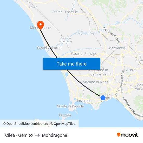 Cilea - Gemito to Mondragone map