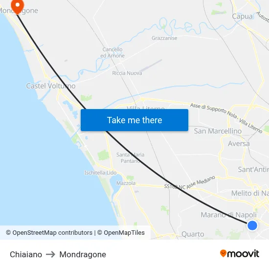 Chiaiano to Mondragone map