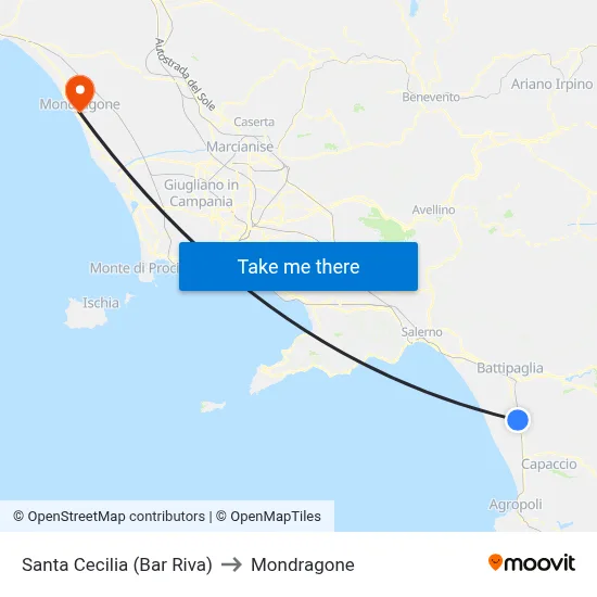 Santa Cecilia (Bar Riva) to Mondragone map