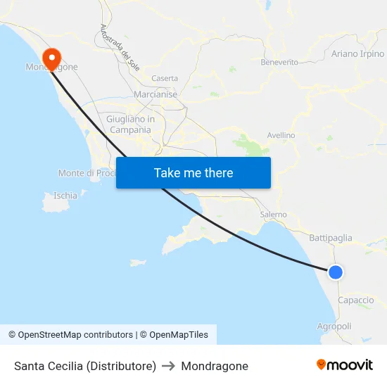 Santa Cecilia (Gas Station) to Mondragone map